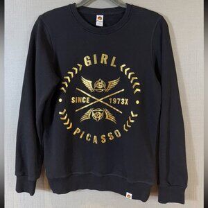 Picasso Black Gold Graphic Crewneck Sweater